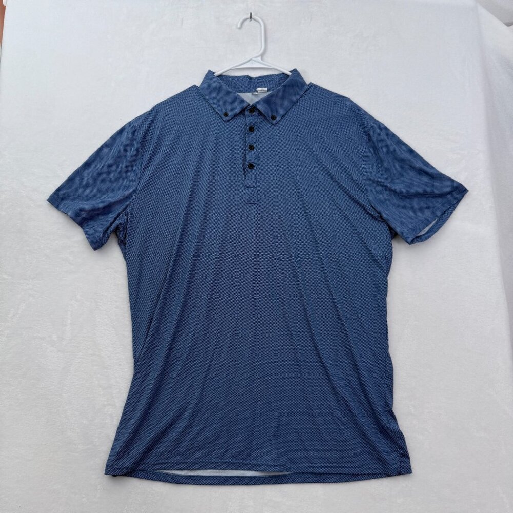 State & Libertry Polo Shirt Mens XL Blue Check Golf Performance Sports